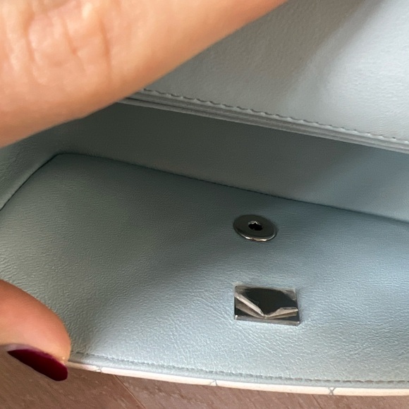 CHANEL 2021 Perforated Lambskin Quilted Mini Rectangular Flap Light Blue - Picture 11 of 11